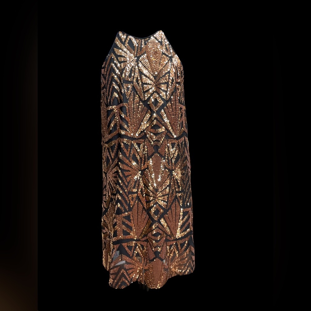 beautifull copper sequin cocktail dress